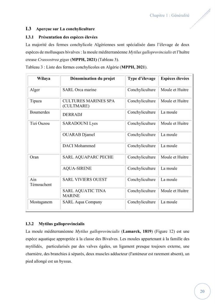 Contribution à l’étude du phytoplancton potentiellement toxique et/ ou nuisible au niveau d’une ferme conchylicole « CULTMARE » (Tipaza):