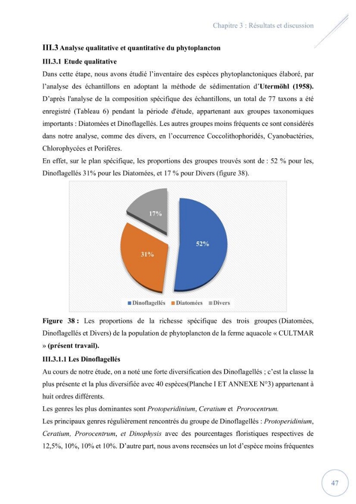 Contribution à l’étude du phytoplancton potentiellement toxique et/ ou nuisible au niveau d’une ferme conchylicole « CULTMARE » (Tipaza):