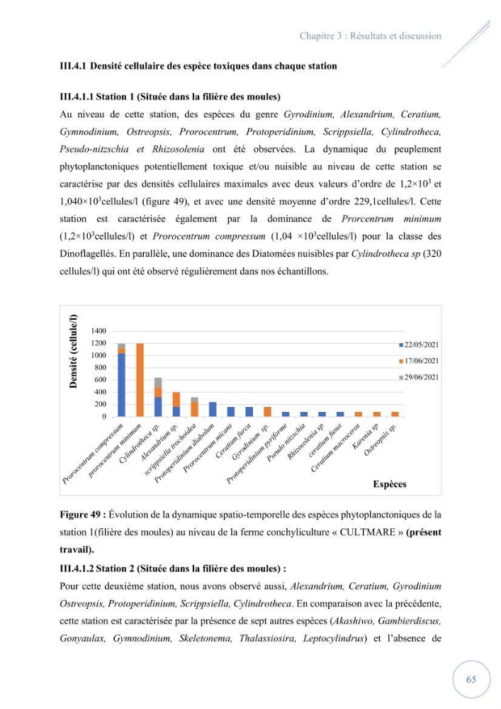 Contribution à l’étude du phytoplancton potentiellement toxique et/ ou nuisible au niveau d’une ferme conchylicole « CULTMARE » (Tipaza):