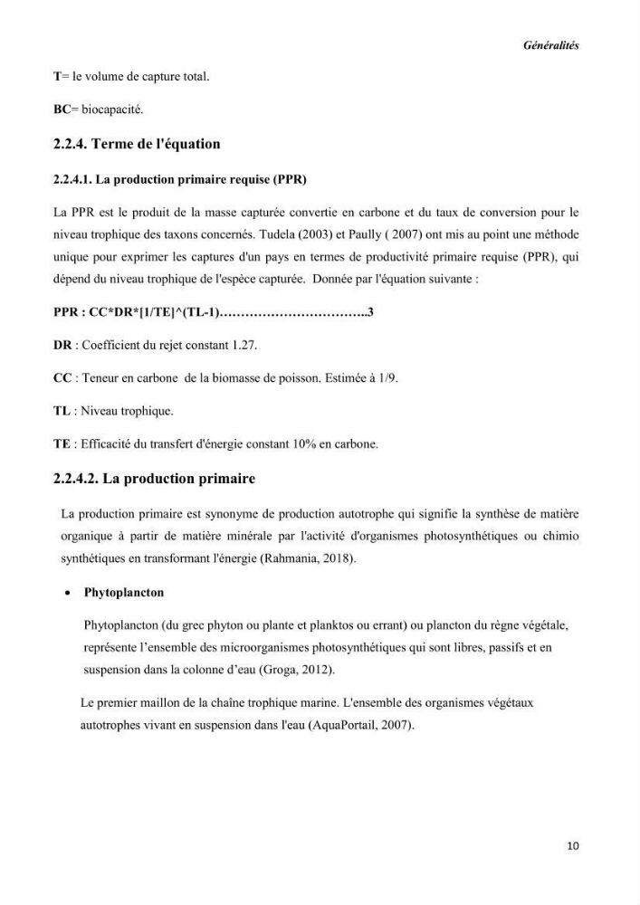 Estimation de la production primaire nécessaire pour soutenir la pêche durable en Algérie