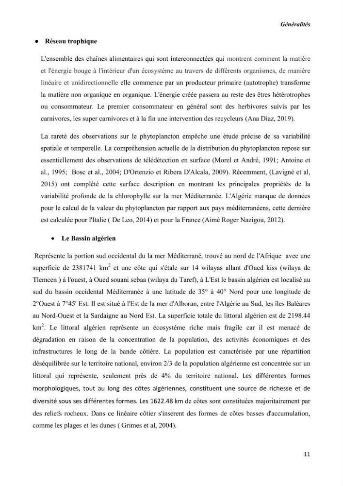 Estimation de la production primaire nécessaire pour soutenir la pêche durable en Algérie