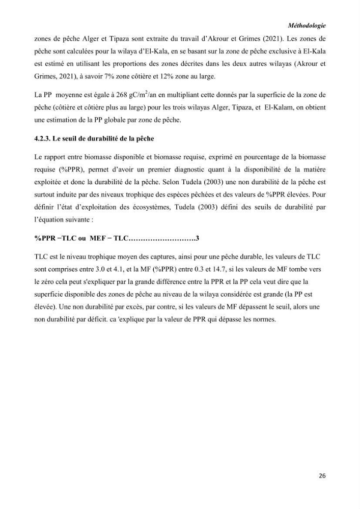 Estimation de la production primaire nécessaire pour soutenir la pêche durable en Algérie