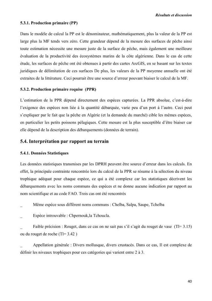 Estimation de la production primaire nécessaire pour soutenir la pêche durable en Algérie