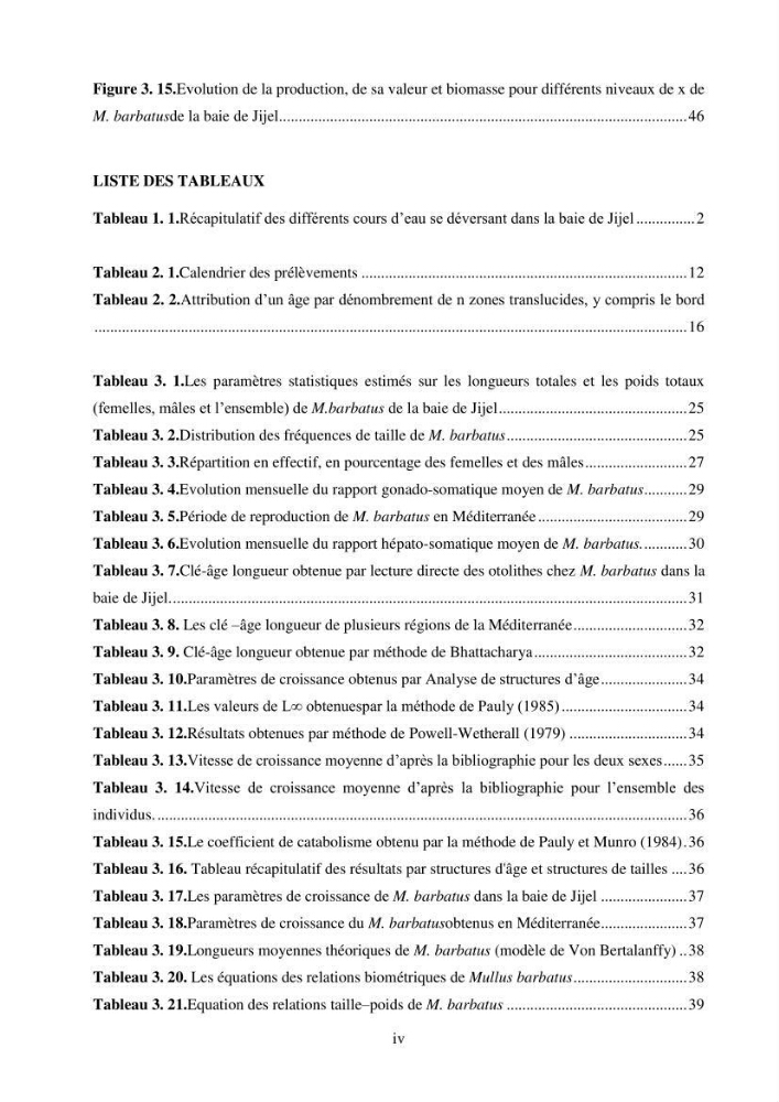 Contribution à l’étude de la croissance et de l’exploitation de l’espèce « Mullus barbatus» dans la baie de Jijel.: