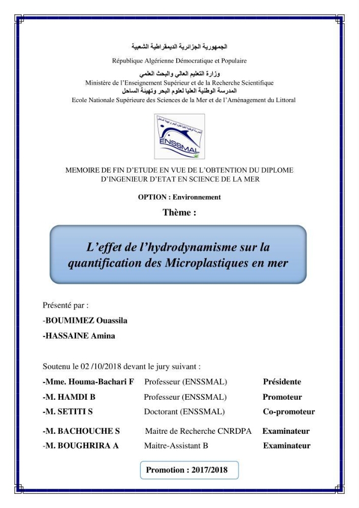 L’effet de l’hydrodynamisme sur la quantification des Microplastiques en mer: