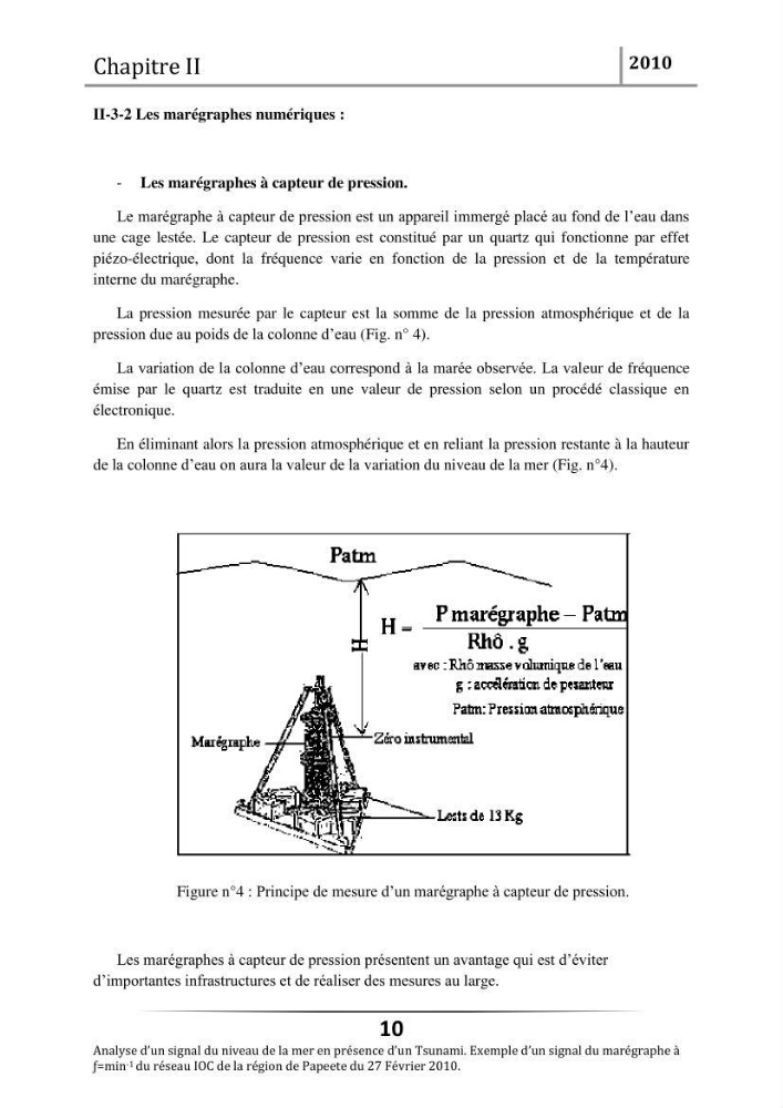Analyse d\'un signal du niveau de la mer en présence d\'un Tsunami