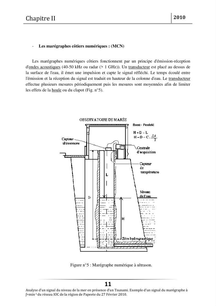 Analyse d\'un signal du niveau de la mer en présence d\'un Tsunami