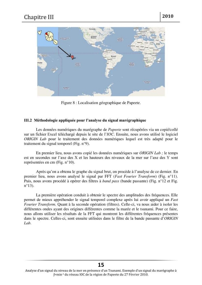 Analyse d\'un signal du niveau de la mer en présence d\'un Tsunami