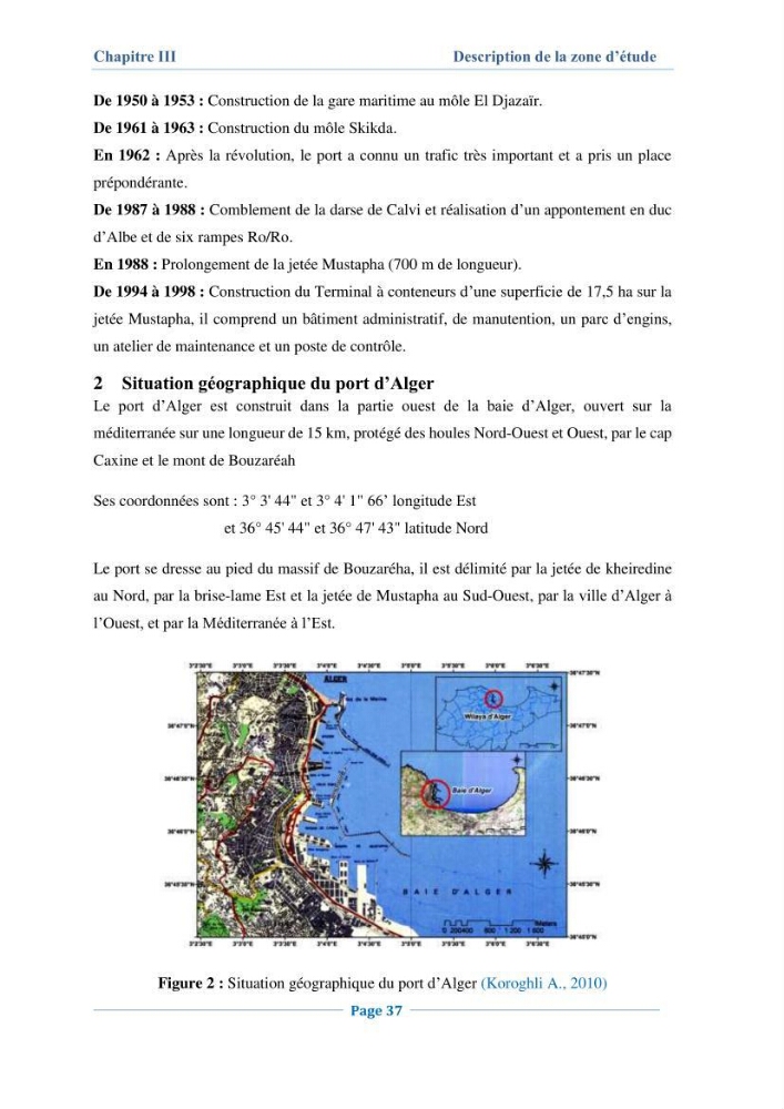 Contribution à l\'évaluation de l\'état de pollution du sédiment superficiel du port d\'Alger en cas d\'une opération de dragage: