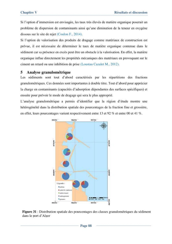 Contribution à l\'évaluation de l\'état de pollution du sédiment superficiel du port d\'Alger en cas d\'une opération de dragage: