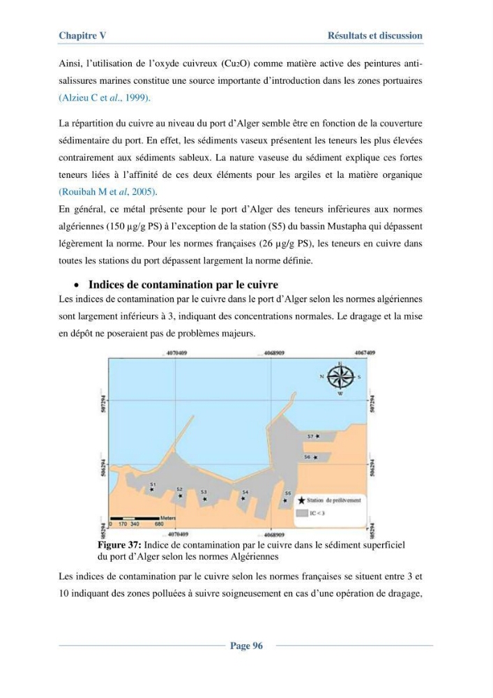 Contribution à l\'évaluation de l\'état de pollution du sédiment superficiel du port d\'Alger en cas d\'une opération de dragage: