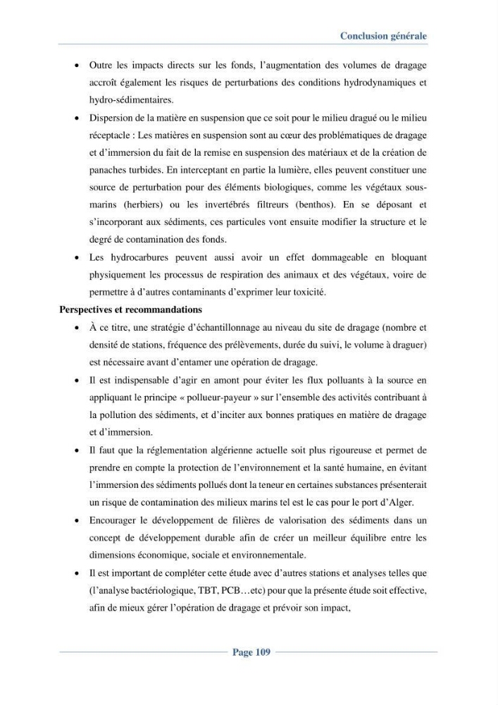 Contribution à l\'évaluation de l\'état de pollution du sédiment superficiel du port d\'Alger en cas d\'une opération de dragage: