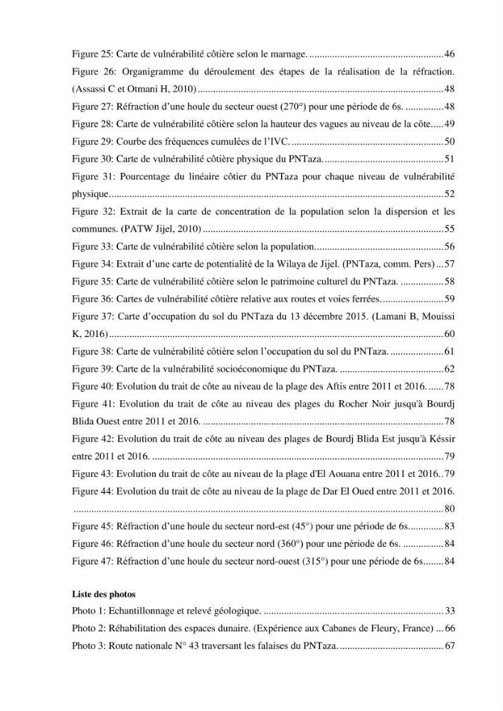 Evaluation de la vulnérabilité côtière du Parc National de Taza (wilaya de Jijel):