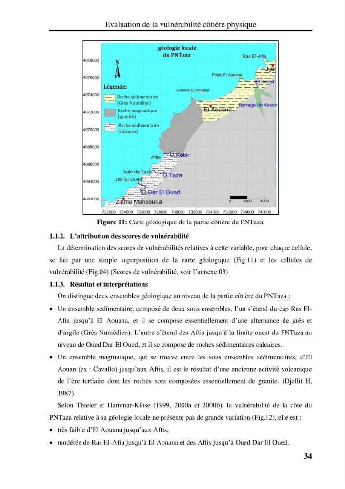 Evaluation de la vulnérabilité côtière du Parc National de Taza (wilaya de Jijel):