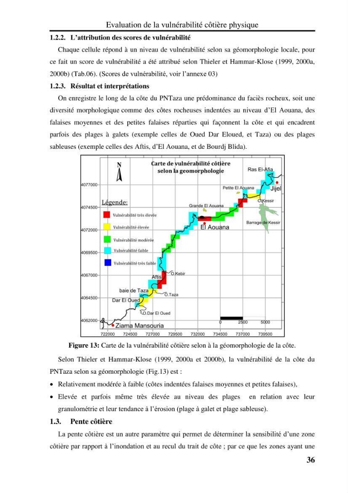 Evaluation de la vulnérabilité côtière du Parc National de Taza (wilaya de Jijel):