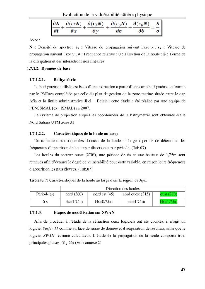 Evaluation de la vulnérabilité côtière du Parc National de Taza (wilaya de Jijel):