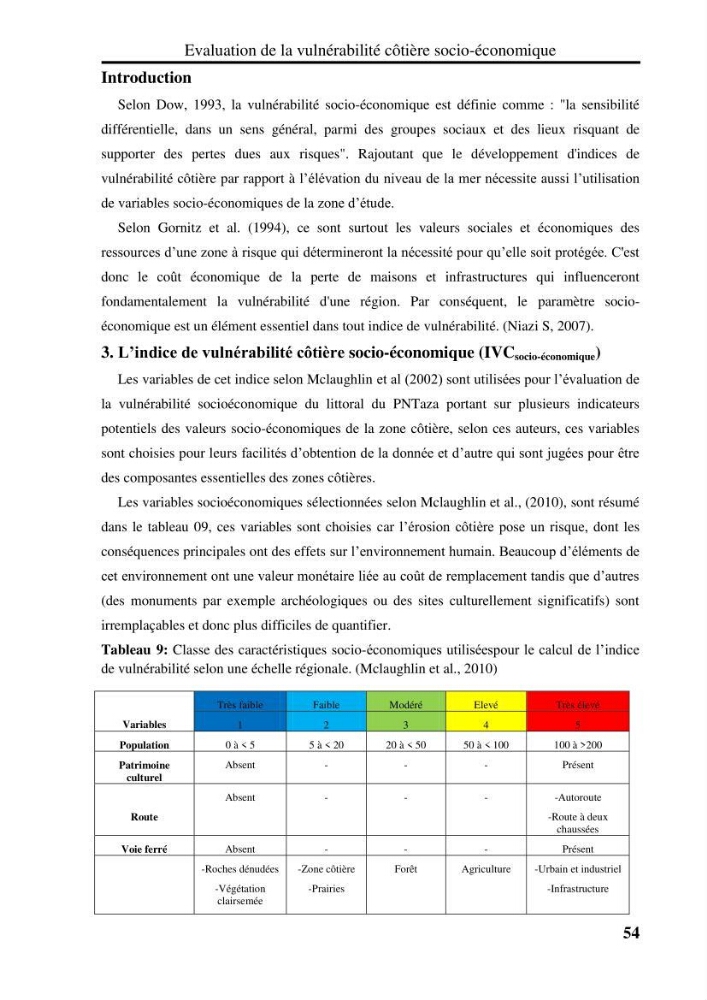 Evaluation de la vulnérabilité côtière du Parc National de Taza (wilaya de Jijel):