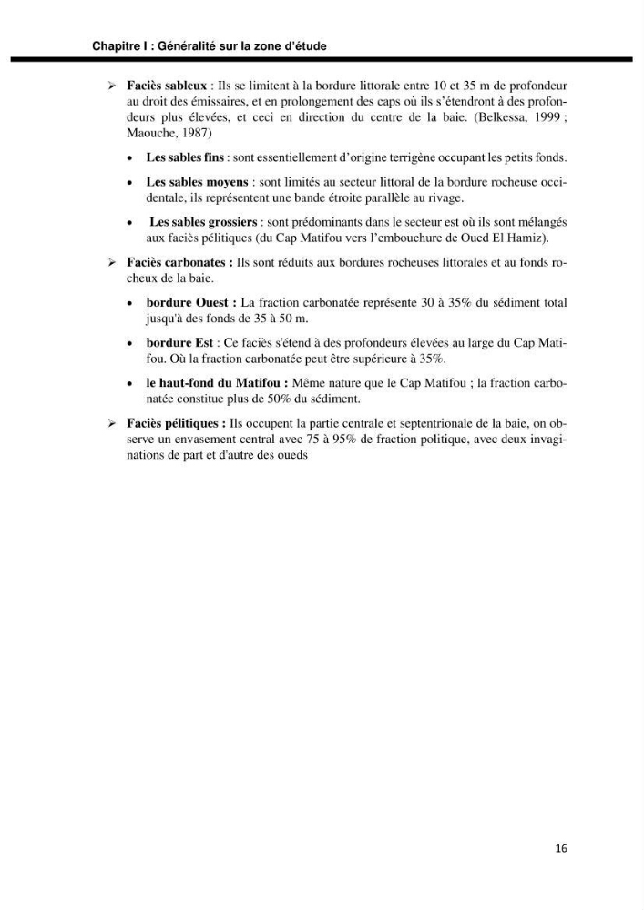 Etude d’aménagement de la baie d’Alger zone située entre Bordj El Kiffan (Le Lido) et Verte Rive