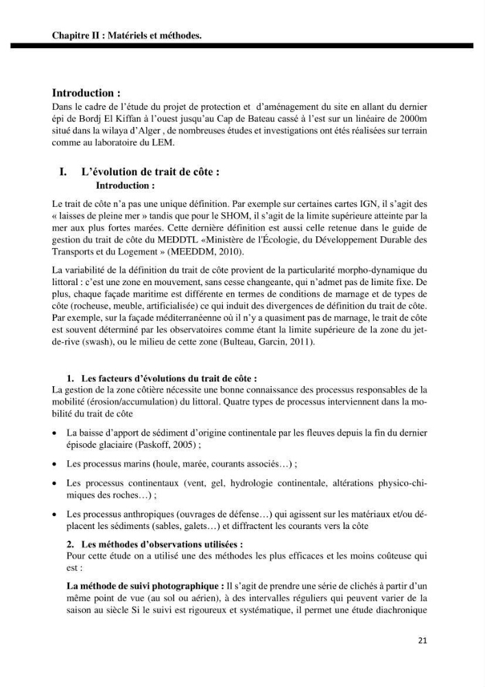 Etude d’aménagement de la baie d’Alger zone située entre Bordj El Kiffan (Le Lido) et Verte Rive