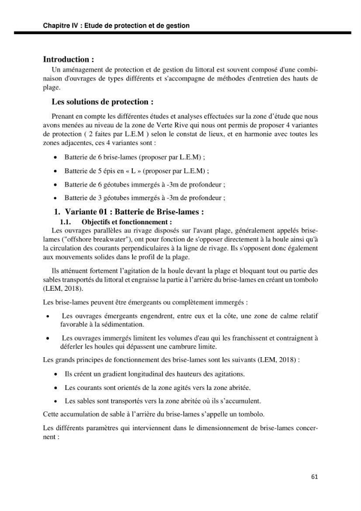 Etude d’aménagement de la baie d’Alger zone située entre Bordj El Kiffan (Le Lido) et Verte Rive