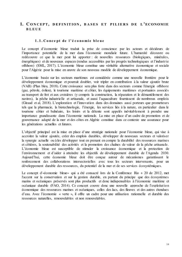 Analyse du cadre de l\'économie bleue et de la planification de l\'espace maritime en Algérie :cas de la zone marine et côtière de la wilaya d\'Alger