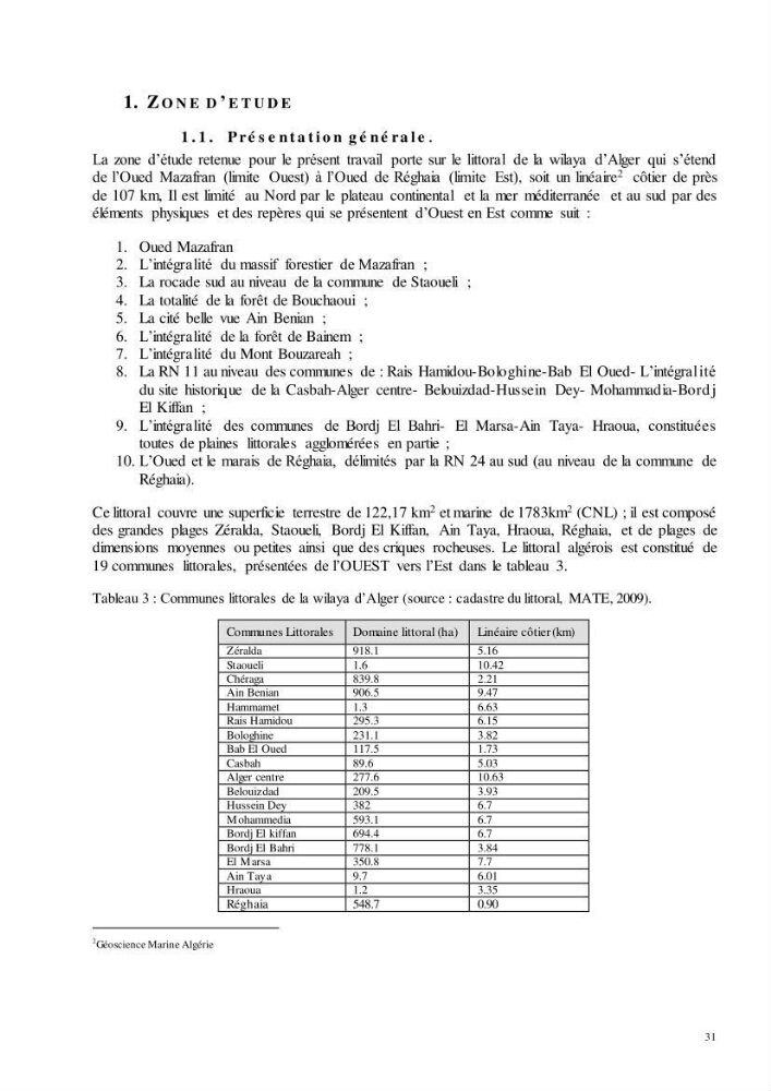 Analyse du cadre de l\'économie bleue et de la planification de l\'espace maritime en Algérie :cas de la zone marine et côtière de la wilaya d\'Alger