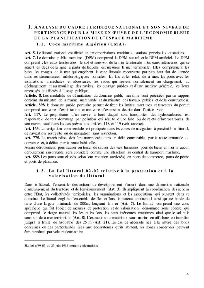 Analyse du cadre de l\'économie bleue et de la planification de l\'espace maritime en Algérie :cas de la zone marine et côtière de la wilaya d\'Alger