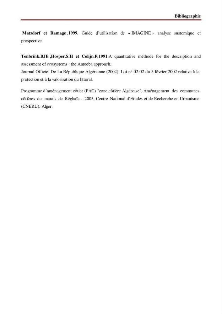 La problématique de durabilité du domaine littoral Herraoua- Réghaia