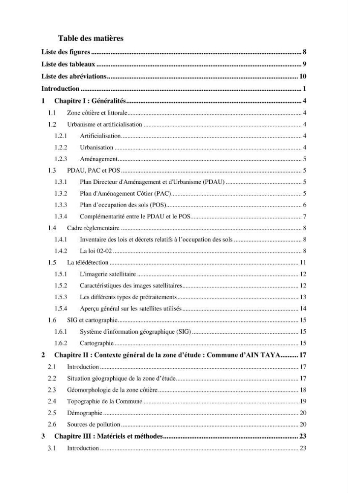 Etude de l’urbanisation de la commune d’Ain Taya et estimation de son évolution spatio-temporelle Combinaison entre techniques de SIG et de télédétection