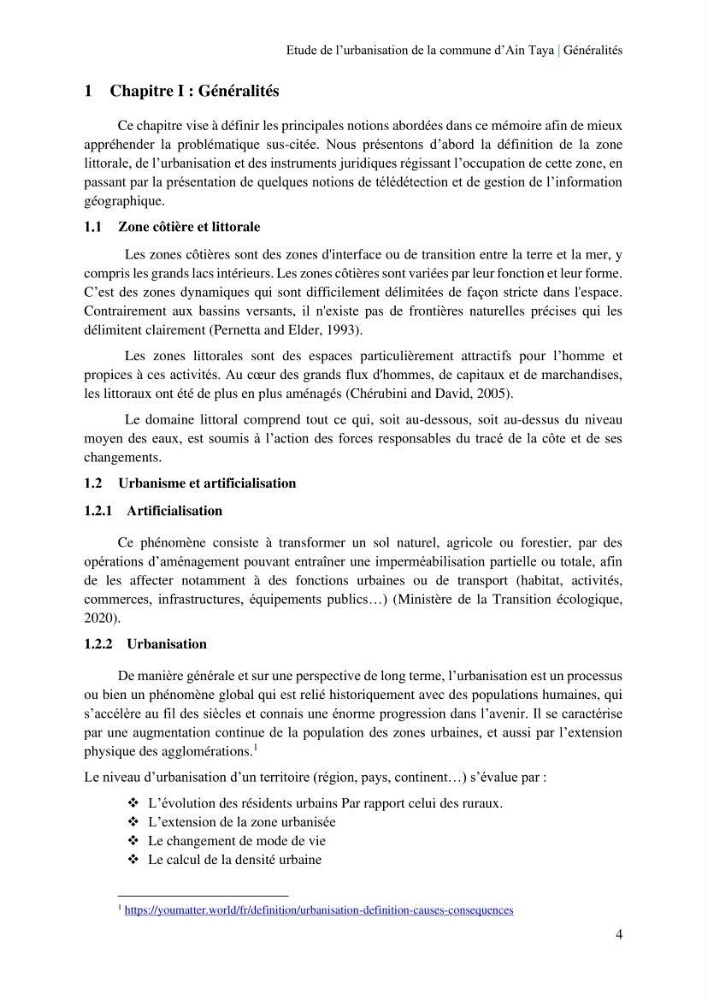 Etude de l’urbanisation de la commune d’Ain Taya et estimation de son évolution spatio-temporelle Combinaison entre techniques de SIG et de télédétection