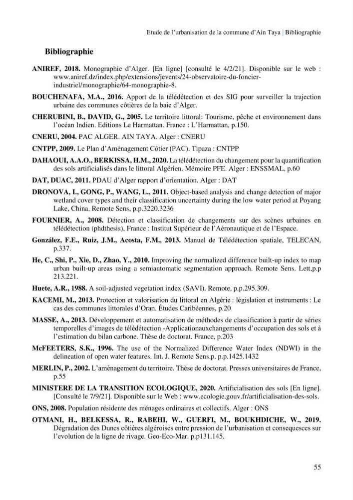 Etude de l’urbanisation de la commune d’Ain Taya et estimation de son évolution spatio-temporelle Combinaison entre techniques de SIG et de télédétection