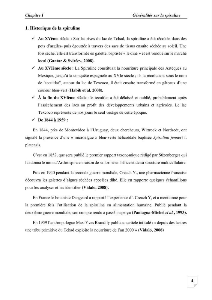 Production, analyse et valorisation de microalgues (Spiruline)