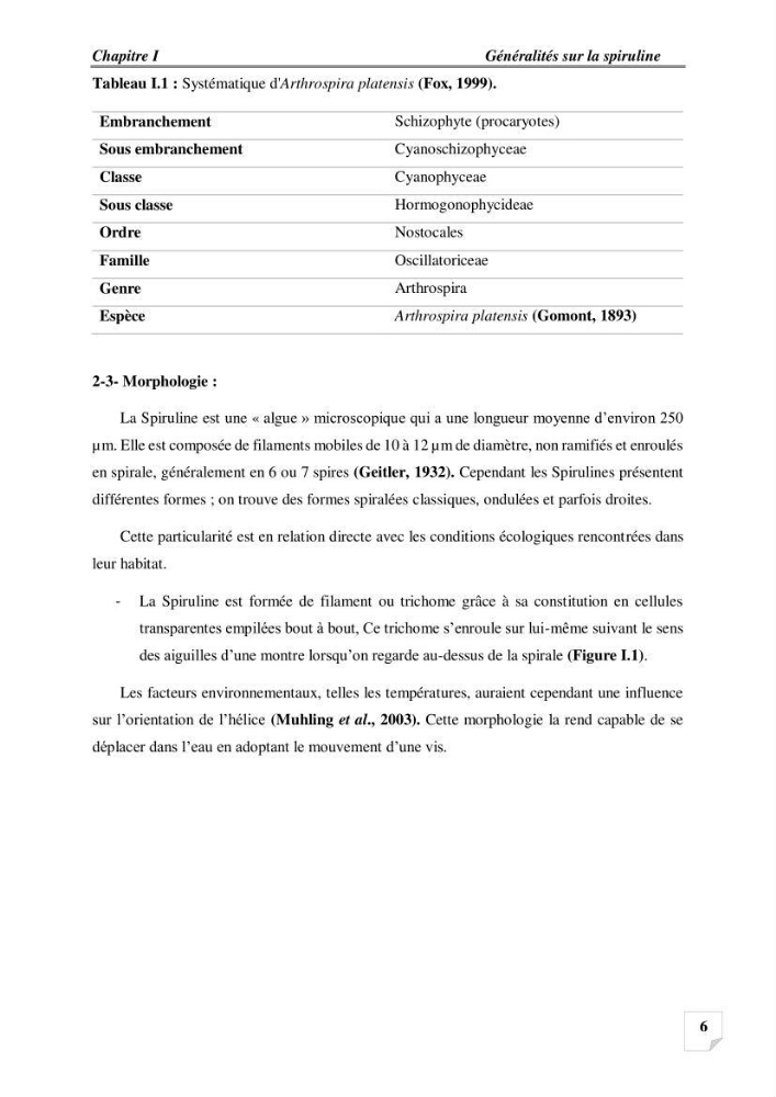 Production, analyse et valorisation de microalgues (Spiruline)