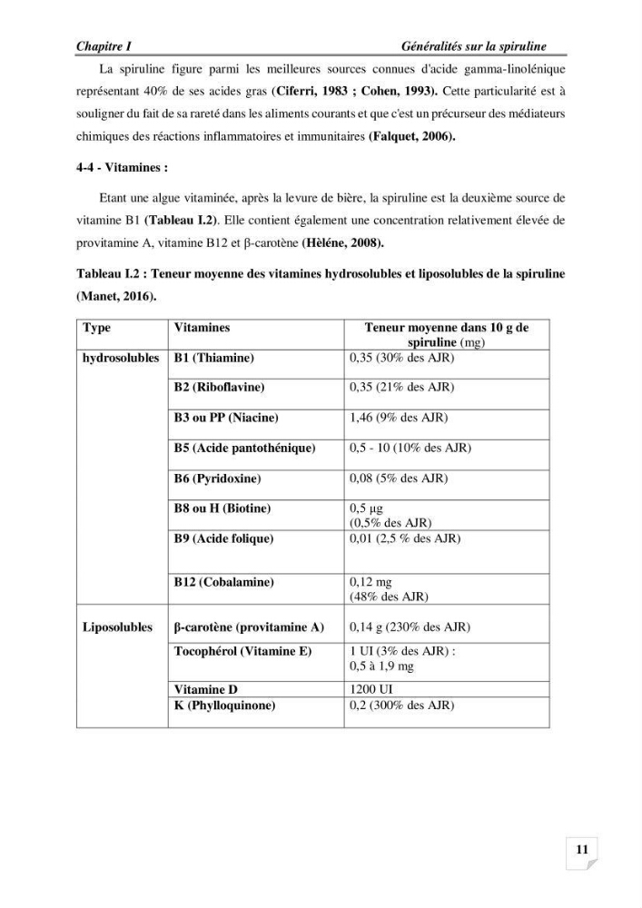 Production, analyse et valorisation de microalgues (Spiruline)
