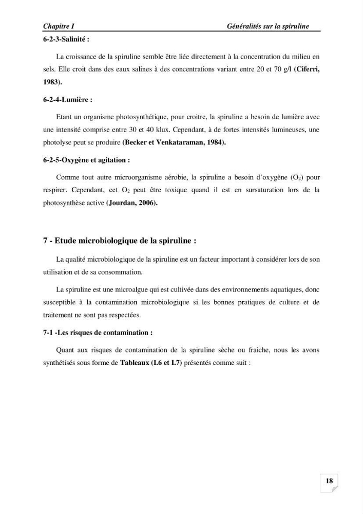 Production, analyse et valorisation de microalgues (Spiruline)