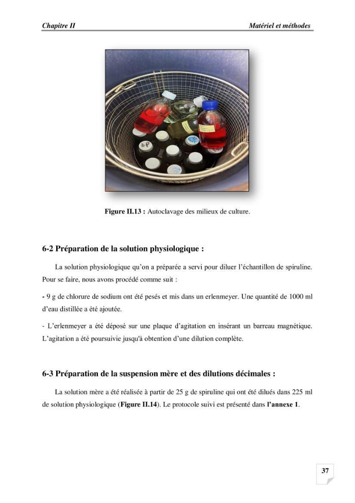 Production, analyse et valorisation de microalgues (Spiruline)