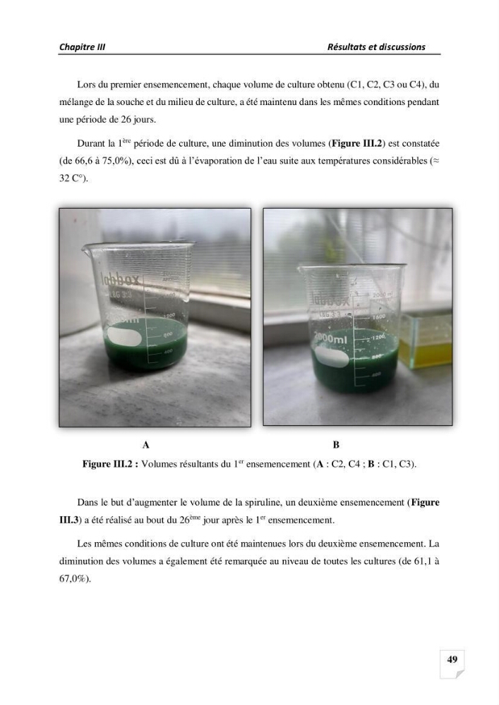 Production, analyse et valorisation de microalgues (Spiruline)
