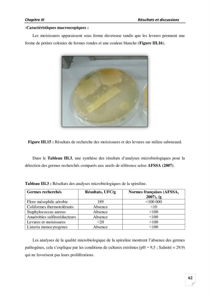 Production, analyse et valorisation de microalgues (Spiruline)