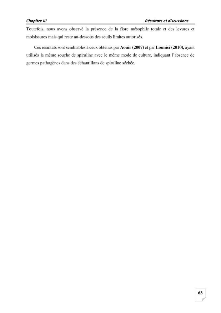 Production, analyse et valorisation de microalgues (Spiruline)