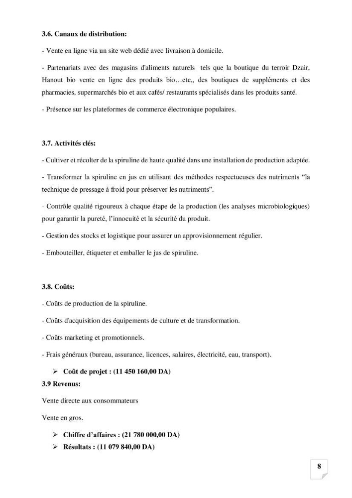 Production, analyse et valorisation de microalgues (Spiruline)