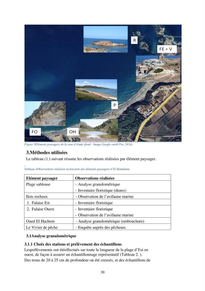 Caractérisation d\'un site d\'intérêt écologique (El Hamdania, Tipaza ) comme habita d\'éspèces protégées