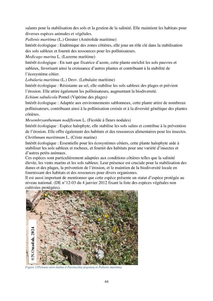 Caractérisation d\'un site d\'intérêt écologique (El Hamdania, Tipaza ) comme habita d\'éspèces protégées
