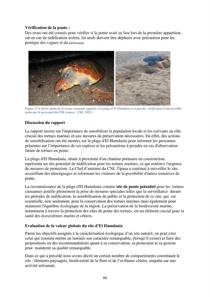 Caractérisation d\'un site d\'intérêt écologique (El Hamdania, Tipaza ) comme habita d\'éspèces protégées