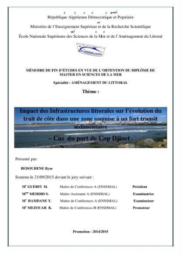Impact des infrastructures littorales sur l'évolution du trait de côte dans une zone soumise à un fort transit sédimentaire Impact des infrastructures littorales sur l'évolution du trait de côte dans une zone soumise à un fort transit sédimentaire