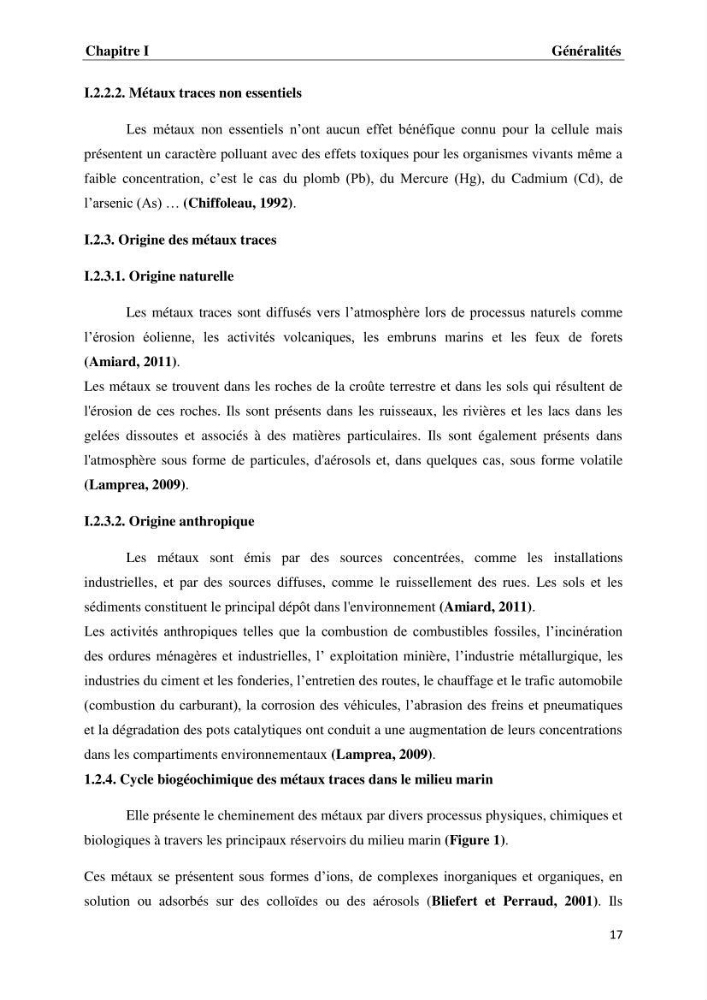 Les métaux traces dans les moules: Etude rétrospective et comparative dans les côtes centrales algériennes (baies de Zemmouri, d’Alger et de Bou-Ismail).
