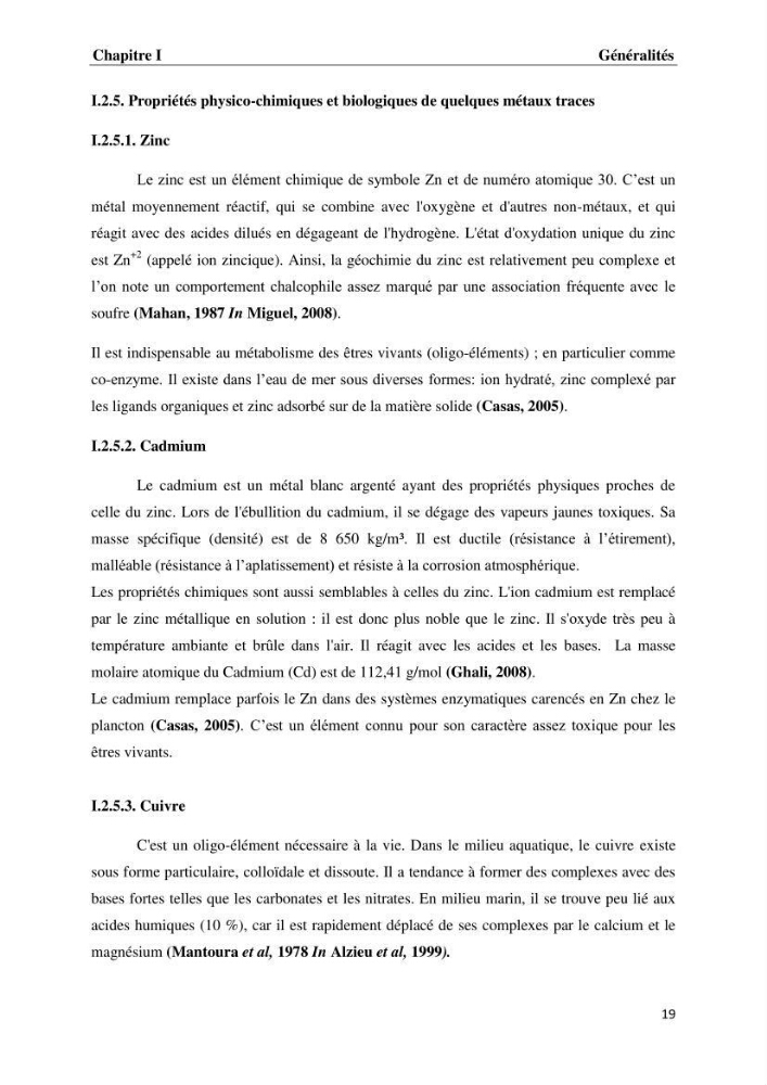 Les métaux traces dans les moules: Etude rétrospective et comparative dans les côtes centrales algériennes (baies de Zemmouri, d’Alger et de Bou-Ismail).