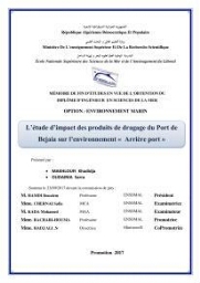 L'étude d'impact des produits de dragage du port de Bejaia sur l'environnement ' arrière port ':
