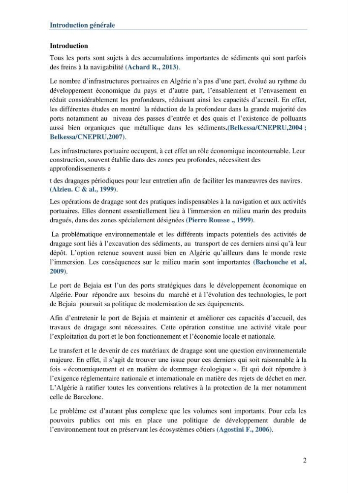 L\'étude d\'impact des produits de dragage du port de Bejaia sur l\'environnement \' arrière port \':