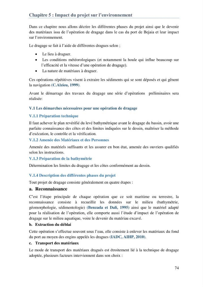 L\'étude d\'impact des produits de dragage du port de Bejaia sur l\'environnement \' arrière port \':