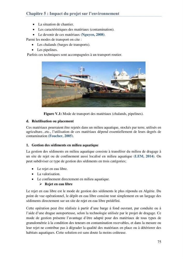 L\'étude d\'impact des produits de dragage du port de Bejaia sur l\'environnement \' arrière port \':